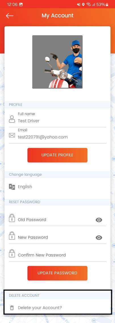 Step 4: Click the "Delete your account" option.